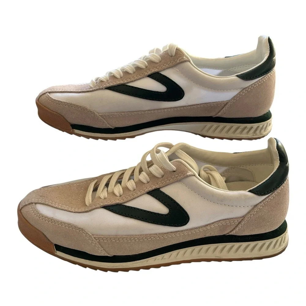 Tretorn Rawlins 2.0 Women Sneaker White Green Beige Suede Retro Casual Shoes 7.5